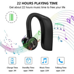 Casque Bluetooth 5.0, Casque Mains Libres D'une Durée de 22 Heures , Oreillette sans Fil Bluetooth avec Suppression du Bruit et 