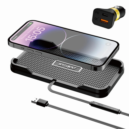 Chargeur de Voiture sans Fil, Polmxs 15W Rapide sans Fil, Tapis de Chargement sans Fil Antidérapant pour Téléphone de Voiture av