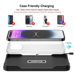 Chargeur de Voiture sans Fil, Polmxs 15W Rapide sans Fil, Tapis de Chargement sans Fil Antidérapant pour Téléphone de Voiture av