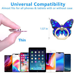 Kinizuxi Anneau de Support pour téléphone Portable réglable à 360°Motif Papillon Mignon Anneau de Support pour Téléphone avec Bo