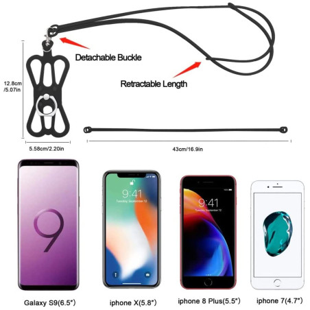 Kinizuxi 2Packs Cordon Telephone Portable et Support Telephone, Universel Chaine Telephone Portable Tour de Cou Telephone Compat