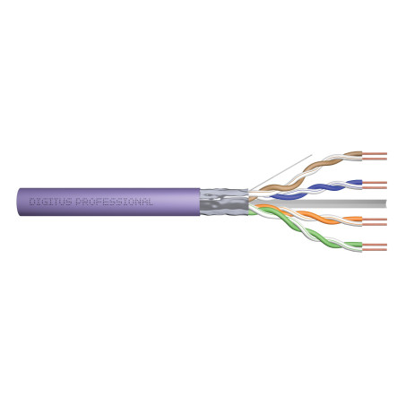 DIGITUS Câble réseau Cat 6 de 100 m - F-UTP Simplex - BauPVO Eca - LSZH sans halogène - 250 MHz cuivre AWG 23/1 - Compatible PoE