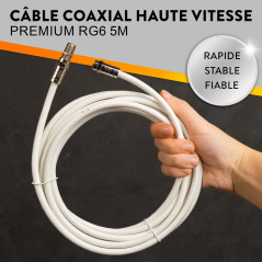 ASNQ Câble Coaxial TV RG6 5m avec Connecteurs 75 OHM - Pour Internet, Numérique, Parabole Satellite, Antenne - Premium à Haut Dé