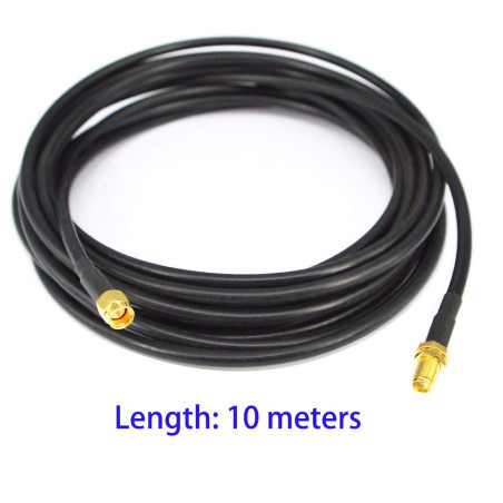 GTIWUNG Adaptateur SMA mâle -femelle, Câble Coaxial RG174 10m, Rallonge Antenne WLAN, Câble d'Extension Male/Femelle (50 Ohm)