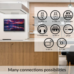 STRONG - Télévision HD 24" (60 cm) SRT24HE4023 - Télé 12V Idéale Caravane, Camping-Car, Bateau - Triple Tuner Intégré - 2 Ports 