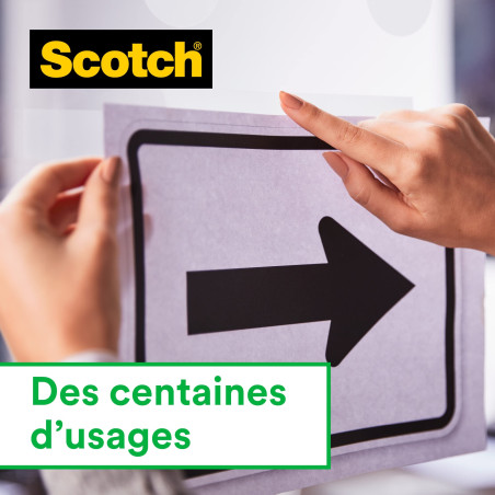 Scotch Dévidoir de Ruban Adhésif Rechargeable, Noir, avec 3 Rouleaux de Ruban Adhésif Scotch Magic, 19 mm x 33 mm - Idéal pour l