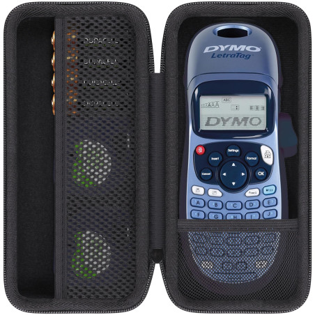 Khanka Étui pour DYMO LetraTag LT-100H/LT-100H Plus Étiqueteuse Portative, Sac de Transport avec Poche en Filet pour Accessoires
