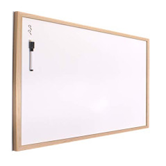 H HANSEL HOME - Tableau blanc avec cadre en bois naturel - 30X40 cm