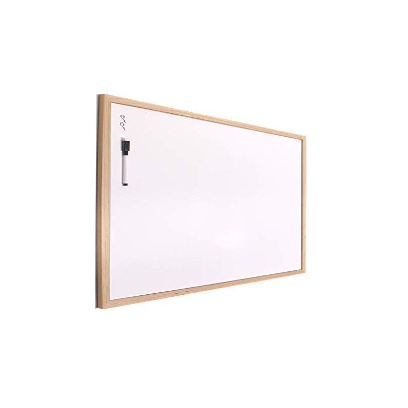 H HANSEL HOME - Tableau blanc avec cadre en bois naturel - 30X40 cm