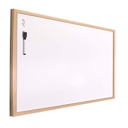 H HANSEL HOME - Tableau blanc avec cadre en bois naturel - 30X40 cm