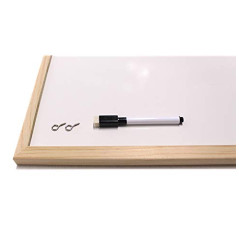 H HANSEL HOME - Tableau blanc avec cadre en bois naturel - 30X40 cm