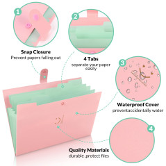 KONVINIT Classeur et trieur à documents format A4 en Polypropylène PP avec 5 compartiments imperméable, souple, et légère, fourn