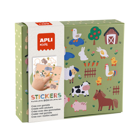 APLI Kids 19431 - Jeu de gommettes Animaux et Leur Habitat dans Une boîte en Carton, avec des Autocollants pour compléter Les Il