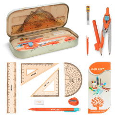 YPLUS Ensemble de Géométrie Complet avec Boussole, Rapporteur Mathématique et Accessoires pour Étudiants - 12 Pièces