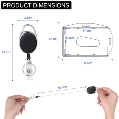 Vicloon Porte Badge, Porte-clés Retractable Porte-Cartes en PC Plastique dur, Vertical et Horizontal Pour Carte d'identité, cart