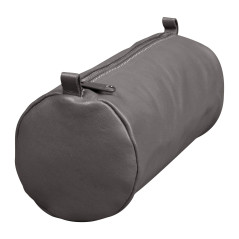 Clairefontaine 77035C Collection Nomaddict (ex Age Bag) Une Grande Trousse Ronde en Véritable Cuir d'Agneau Gris - 22 cm x 8 cm 