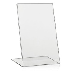VITAdisplay® Présentoir de table DIN A5, Présentoir en L, Support en L, Présentoir publicitaire incliné, Transparent