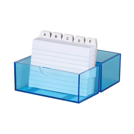 Wedo 2507303 Fichier A7 avec cartes + registre alphabétique 200 cartes Transparent Bleu