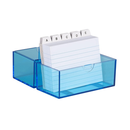 Wedo 2507303 Fichier A7 avec cartes + registre alphabétique 200 cartes Transparent Bleu
