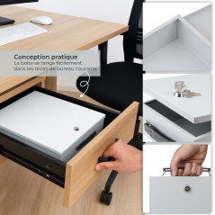 HMF 142-07 Boîte de rangement XL en métal verrouillable pour classeurs | DIN A4 / B4 | Gris clair