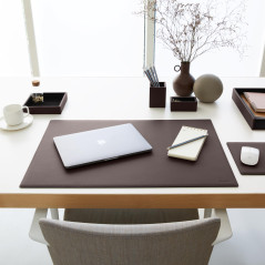Eglooh - Mercurio - Sous main Bureau en Cuir Marron Brun cm 65x45 - Coutures Artisanales et Fond Antidérapant - Made in Italy