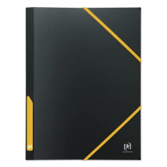 OXFORD Pochette Plastique 3 Rabats For Students A4 avec Elastique Dos 30mm Couverture Polypro Bicolore Noir/Jaune