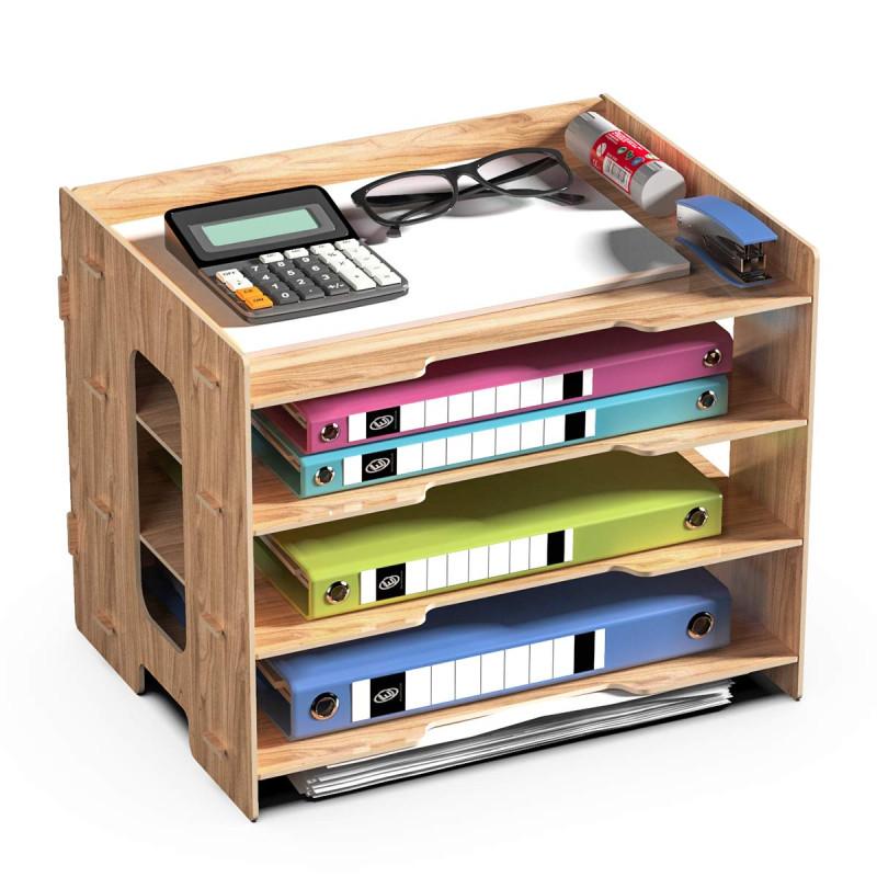 JOPOO Organisateur de Bureau en Bois, 4 diviseurs Organisateur de Documents A4, Plateaux de classement en Bois pour Fichier Bure JOPOO Organisateur de Bureau en Bois, 4 diviseurs Organisateur de Documents A4, Plateaux de classement en Bois pour Fichier Bure