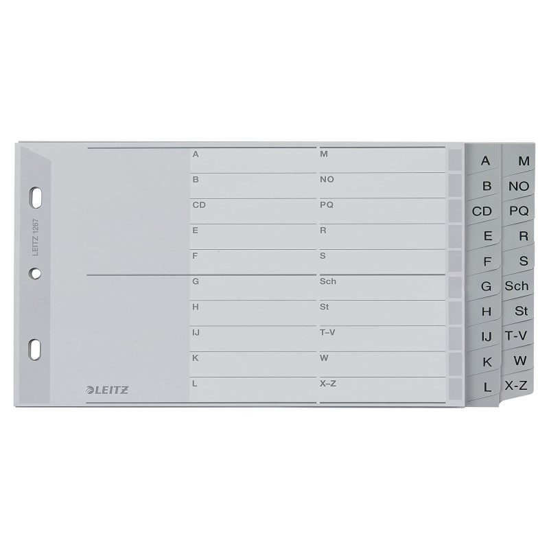 Leitz Intercalaires A5 Touches A-Z (Séparation A-L et M-Z), 20 Feuilles, Extra-Large, Gris, Onglets Renforcés en Plastique Résis Leitz Intercalaires A5 Touches A-Z (Séparation A-L et M-Z), 20 Feuilles, Extra-Large, Gris, Onglets Renforcés en Plastique Résis