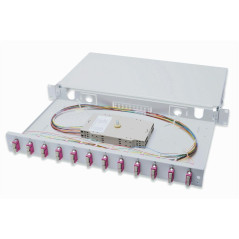 DIGITUS boîte d'épissure fibre optique 12 couplages - SC - OM4-1U - 19 pouces - Multi-Mode Duplex - Avec cassette d'épissure - M
