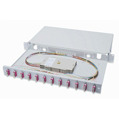 DIGITUS boîte d'épissure fibre optique 12 couplages - SC - OM4-1U - 19 pouces - Multi-Mode Duplex - Avec cassette d'épissure - M