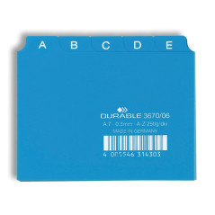 Durable 367006 Jeu de 25 intercalaires avec Onglets imprimés A Z format A7 Bleu