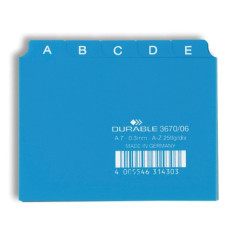 Durable 367006 Jeu de 25 intercalaires avec Onglets imprimés A Z format A7 Bleu
