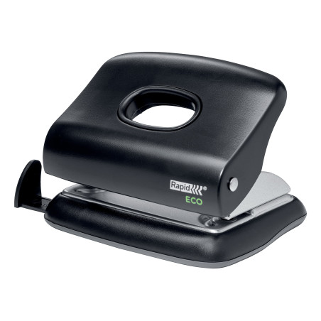 RAPID ECO - Perforatrice 2 Trous en Plastique Recyclé, pour Maison / Bureau / École, Gamme ECO, coloris Noir, 24845300