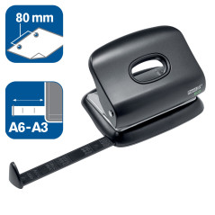 RAPID ECO - Perforatrice 2 Trous en Plastique Recyclé, pour Maison / Bureau / École, Gamme ECO, coloris Noir, 24845300