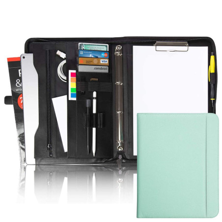Vebon® Portfolio A4 "Berlin" I Fermeture Éclair + porte-bloc I Conférencier support document + sacoche pour ordinateur portable