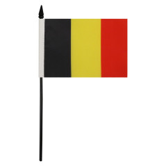 AZ FLAG - Drapeau De Table Belgique - 15x10 cm - Mini Drapeau Belge De Bureau 100% Polyester Avec Hampe De 25cm Et Socle En Plas