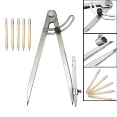 Compas pointu 200 mm / 8 Pouces, Grand crayon marqueur avec porte-crayon pour cercles de dessin, menuiserie, travail du métal et