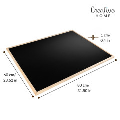 Creative Home 80x60 cm Tableau Craie Noir Ardoise Mural | Cadre de Pin | Effaceur Brosse + Stylo + Kit Suspension Incluses | Pan