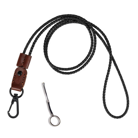 Aolaso Cuir Cordon tour de cou, Lanière tour de cou avec clip en métal solide pour badge d'identit, Longe ajustable pour femmes