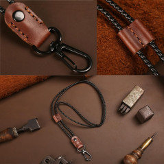 Aolaso Cuir Cordon tour de cou, Lanière tour de cou avec clip en métal solide pour badge d'identit, Longe ajustable pour femmes