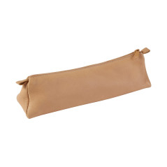Clairefontaine 8302C - Trousse Scolaire Triangulaire en Cuir Véritable Naturel 22x6x6 cm en Véritable Cuir d'Agneau