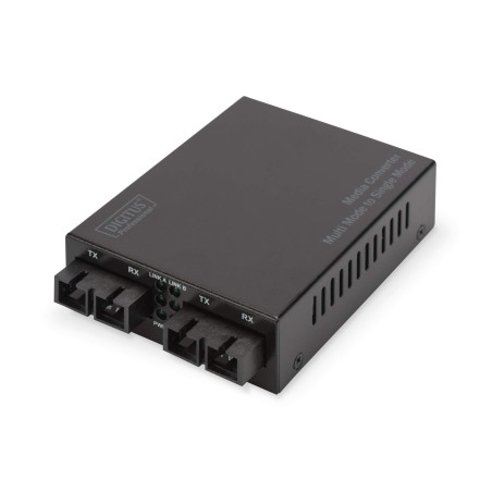 DIGITUS Convertisseur de média - Multimode/Monomode - Gbit Ethernet - SC à SC - longueur d'onde 850nm / 1310nm - noir