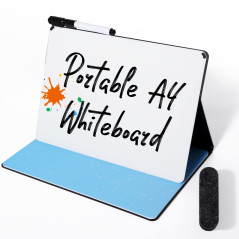 Portable AGM A4 Tableau Blanc Double Face, Tableau Blanc Effaçable à Sec, Facile à Nettoyer, Effaçable à Sec, Convient pour Le B
