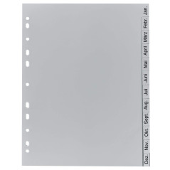 Exacompta - Réf 1812B - Intercalaires en polypropylène gris - 12 touches imprimées janvier à décembre en allemand - adapté pour