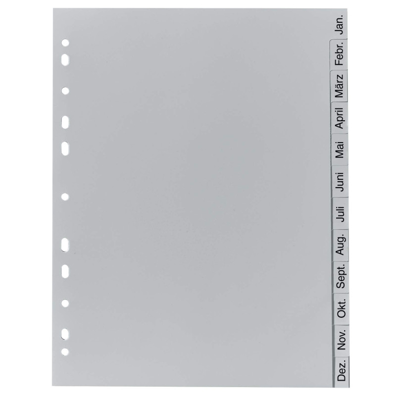 Exacompta - Réf 1812B - Intercalaires en polypropylène gris - 12 touches imprimées janvier à décembre en allemand - adapté pour Exacompta - Réf 1812B - Intercalaires en polypropylène gris - 12 touches imprimées janvier à décembre en allemand - adapté pour