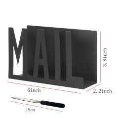 Corbeille à courri, Porte-Lettres en Métal, Trieur de Lettres en Métal Noir, Porte-Lettres Noir, avec Ouvre-Lettre, étagère de C