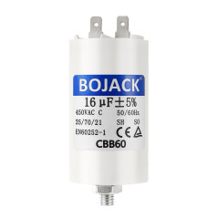 BOJACK CBB60 16uF 450V Condensateur de Démarrage moteur de Moteur pour Pompe de Piscine 16µF 450 Volt 40x70MM Connecteur M8 50/6