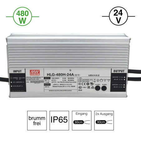 Unbekannt HLG-480H-24A : Mean Well Alimentation LED 480 W 24 V IP65 Tension et Courant réglables 24 V 480 W
