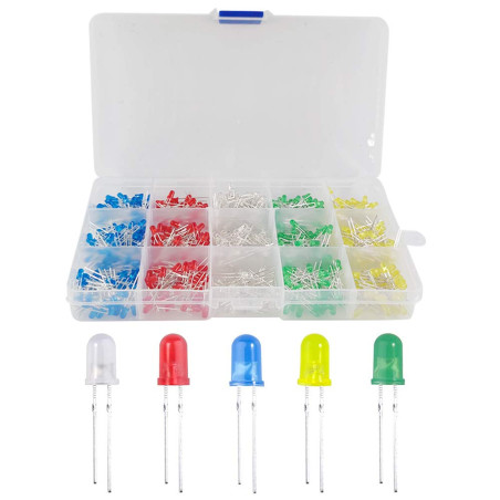 YIXISI 600pcs 3mm Bi-pin LED Diode électroluminescente, Tête ronde colorée, Haute luminosité lampe LED, diode rond, 5 couleurs(B