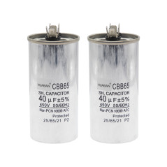 HUABAN 2 Pièces 40 uF Condensateur de démarrage CBB65 450V 50/60Hz Coquille en aluminium pour climatiseur
